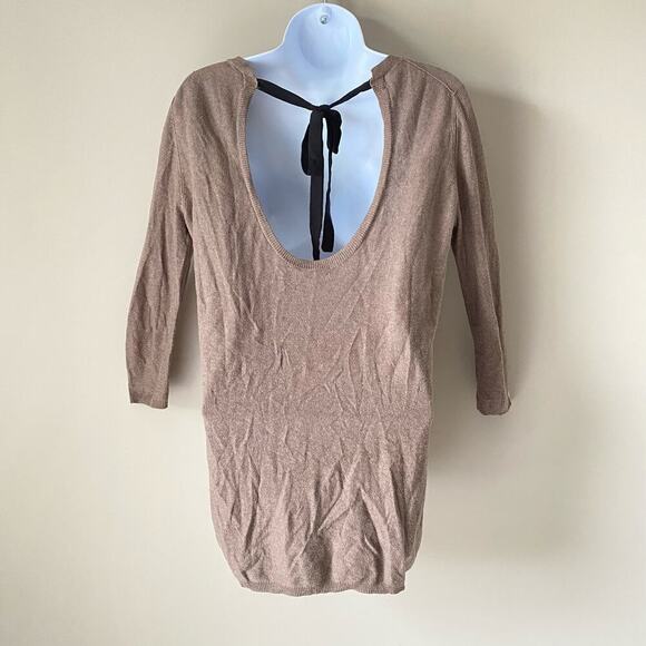 ARITZIA T. BABATON Top Knit Brown Black Open Back Tie Sweater XXS - Picture 3 of 6